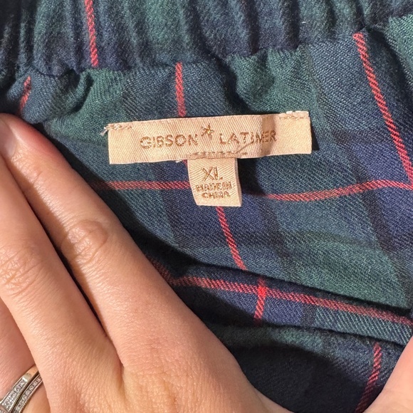 Gibson & Latimer Green Plaid Ruffle Neck Blouse Size XL - Picture 5 of 6